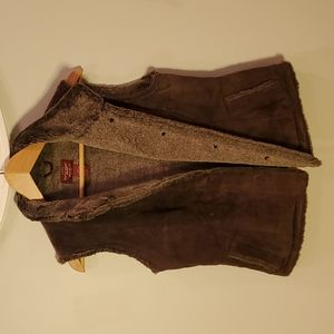 Genuine leather vest, brown, small